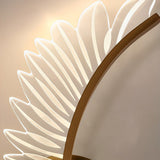 Postmodern Acrylic Leaf Design LED Wall Sconce Copper Finish with Three Color Dimming