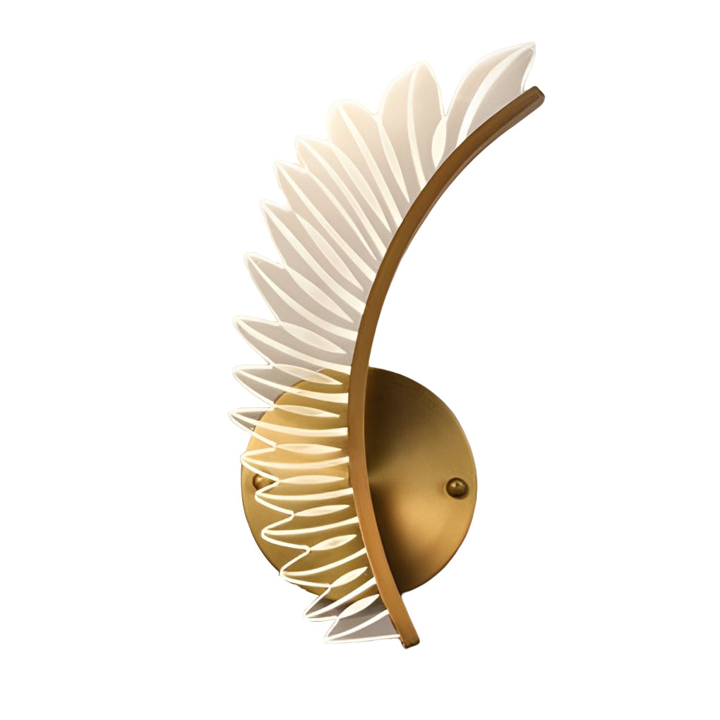 Postmodern Acrylic Leaf Design LED Wall Sconce Copper Finish with Three Color Dimming
