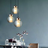 Postmodern Amber Glass Pendant Light Hand Blown Hanging Lamp for Kitchen Island and Dining Room