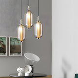 Postmodern Amber Glass Pendant Light Hand Blown Hanging Lamp for Kitchen Island and Dining Room