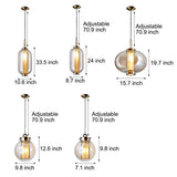 Postmodern Amber Glass Pendant Light Hand Blown Hanging Lamp for Kitchen Island and Dining Room