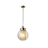 Postmodern Amber Glass Pendant Light Hand Blown Hanging Lamp for Kitchen Island and Dining Room