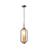 Postmodern Amber Glass Pendant Light Hand Blown Hanging Lamp for Kitchen Island and Dining Room
