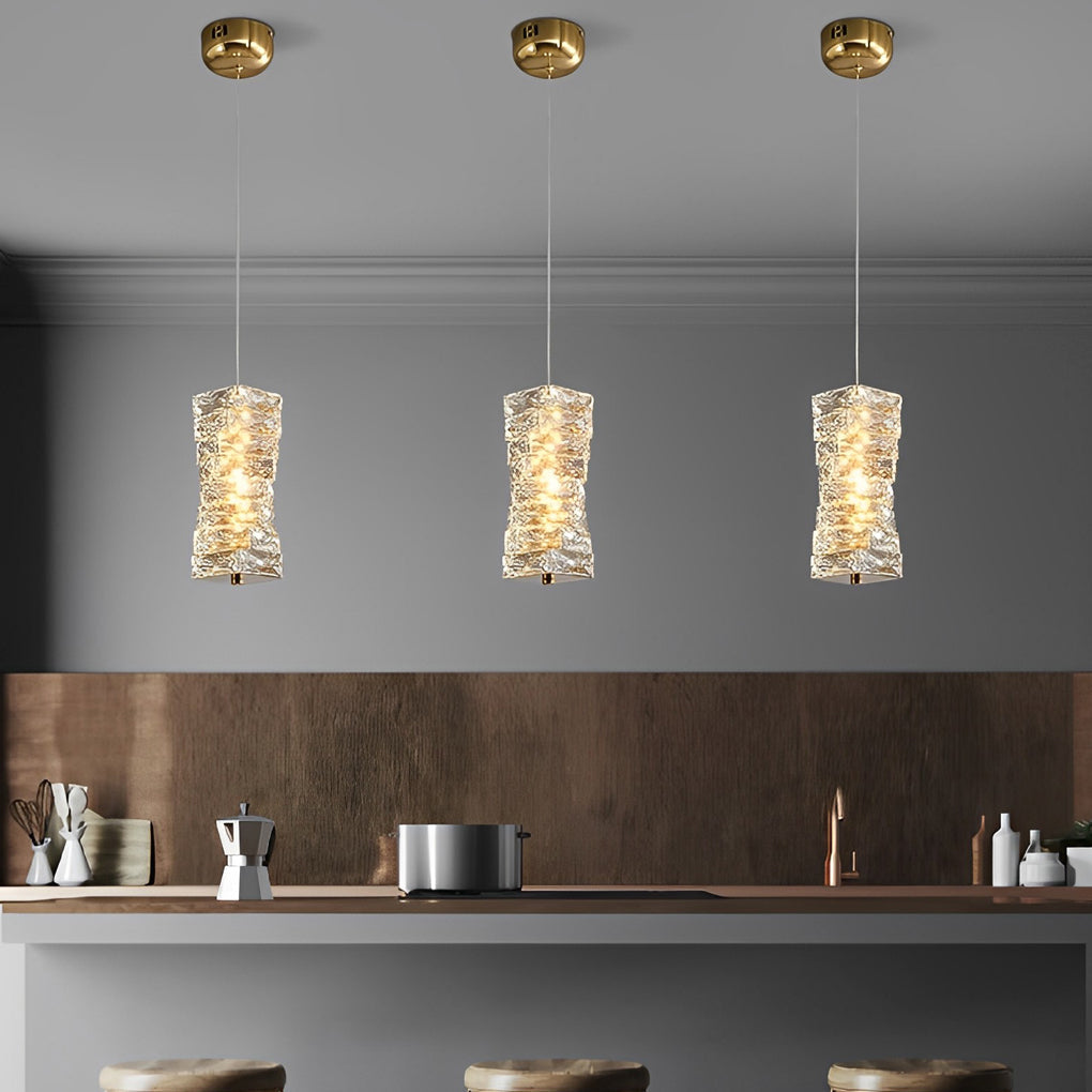 Postmodern Crystal LED Pendant Light with Three Color Dimming for Bedroom Dining Room Chrome Gold