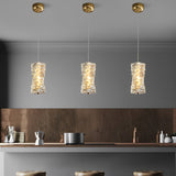Postmodern Crystal LED Pendant Light with Three Color Dimming for Bedroom Dining Room Chrome Gold