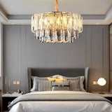 Postmodern Crystal Strip Pendant Light with Three Color Temperature LED for Living Dining Room