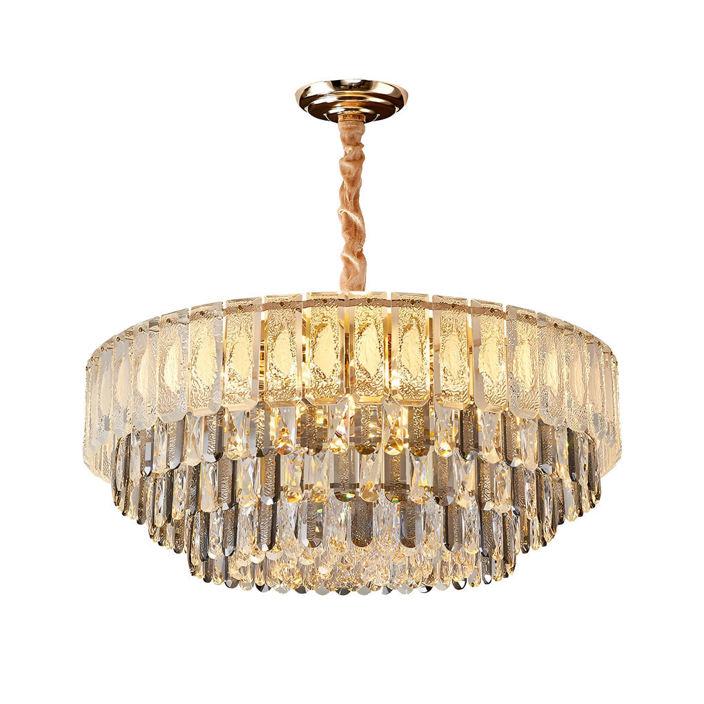 Postmodern Crystal Strip Pendant Light with Three Color Temperature LED for Living Dining Room
