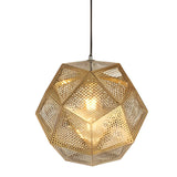 Postmodern Electroplated Round Metal Chandelier Geometric Hollow Hanging Ceiling Light