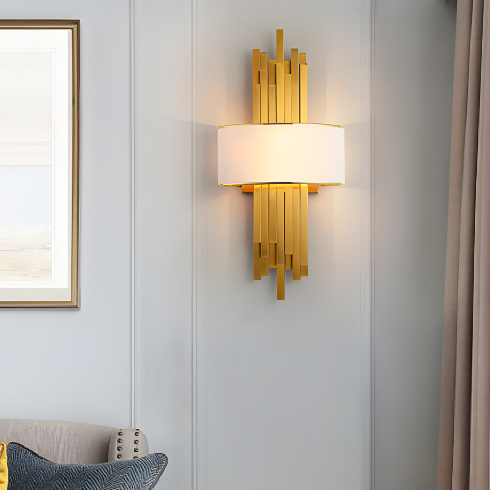 Postmodern Fabric Shade Wall Sconce Luxury Interior Iron Wall Light for Bedroom and Hallway