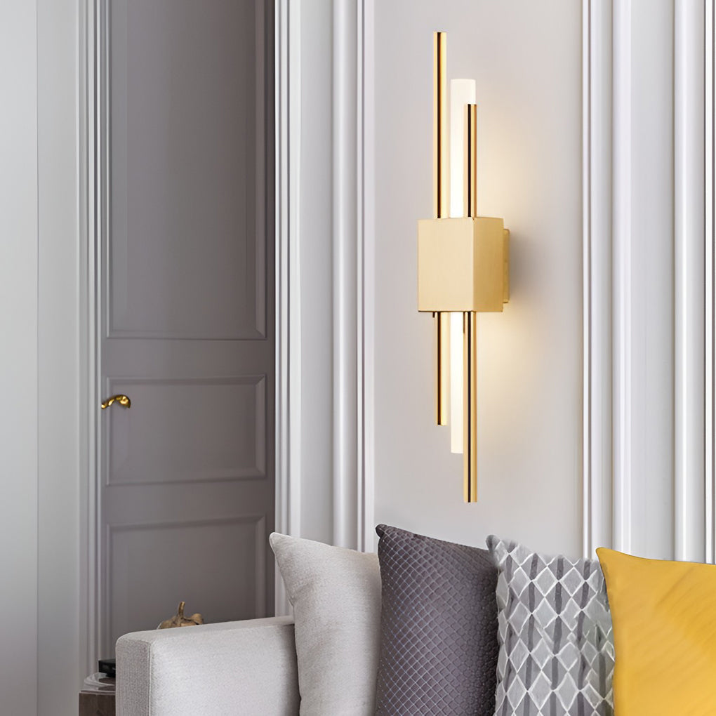 Postmodern LED Up and Down Wall Sconce Lighting for Bedroom and Living Room Gold and Black Finish