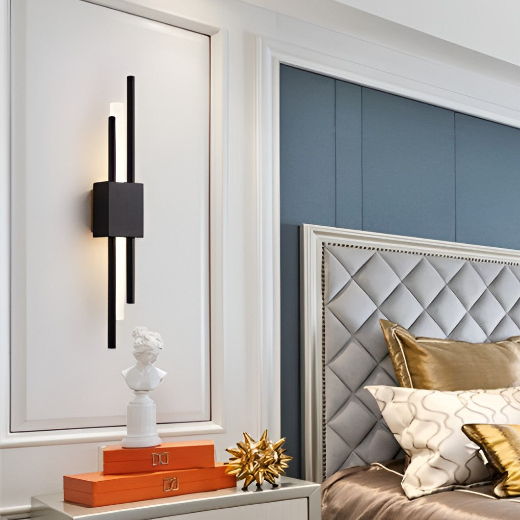 Postmodern LED Up and Down Wall Sconce Lighting for Bedroom and Living Room Gold and Black Finish