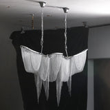 Postmodern Rectangular Tassel Chandelier Luxury LED Ceiling Light for Dining Room and Living Area