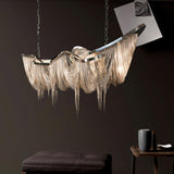 Postmodern Rectangular Tassel Chandelier Luxury LED Ceiling Light for Dining Room and Living Area