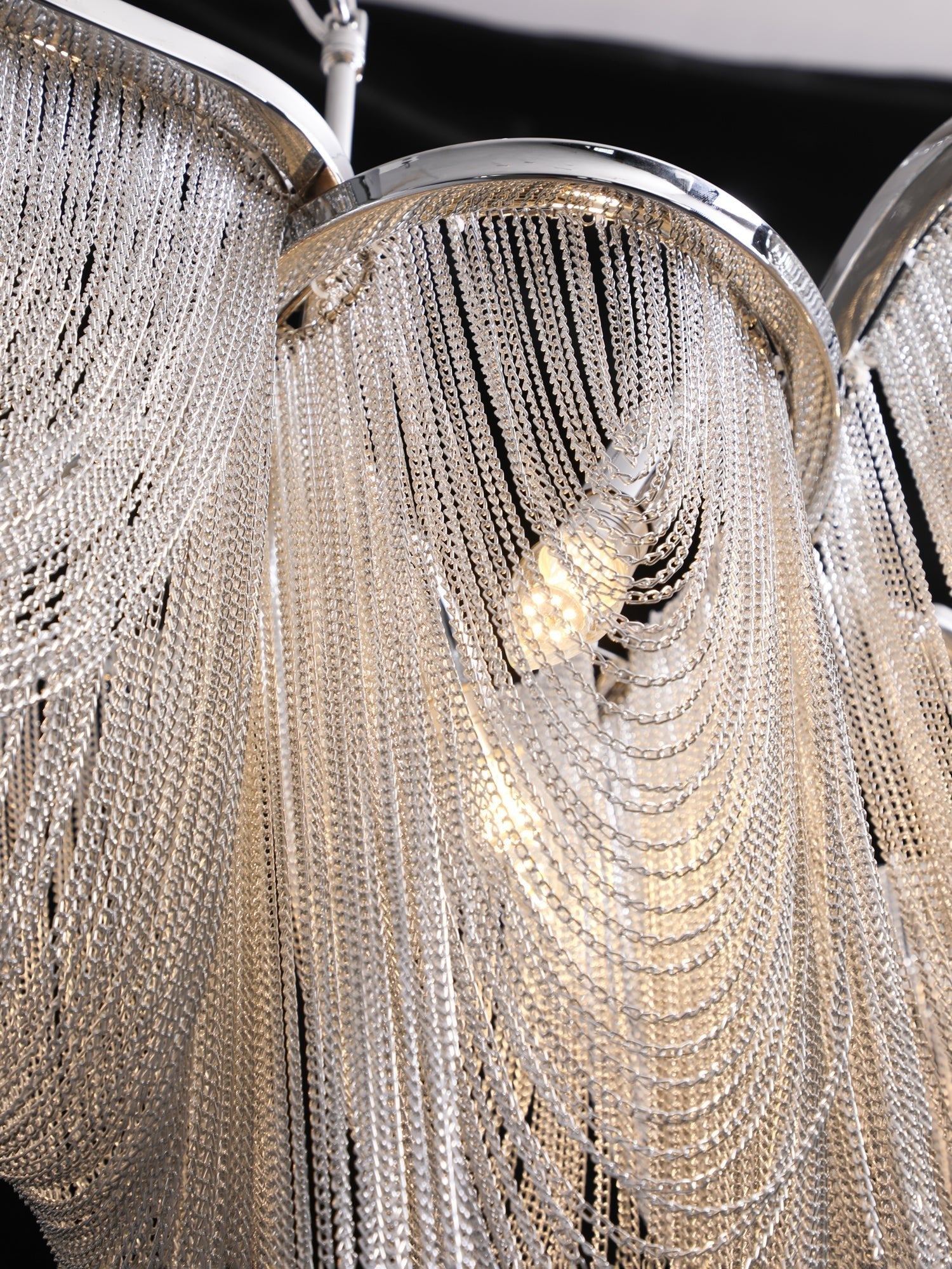 Postmodern Rectangular Tassel Chandelier Luxury LED Ceiling Light for Dining Room and Living Area