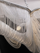Postmodern Rectangular Tassel Chandelier Luxury LED Ceiling Light for Dining Room and Living Area