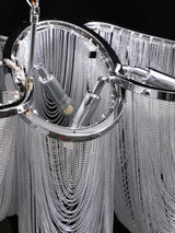 Postmodern Rectangular Tassel Chandelier Luxury LED Ceiling Light for Dining Room and Living Area