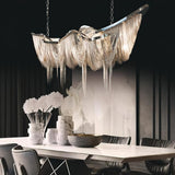 Postmodern Rectangular Tassel Chandelier Luxury LED Ceiling Light for Dining Room and Living Area