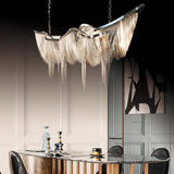 Postmodern Rectangular Tassel Chandelier Luxury LED Ceiling Light for Dining Room and Living Area