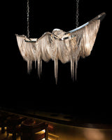 Postmodern Rectangular Tassel Chandelier Luxury LED Ceiling Light for Dining Room and Living Area