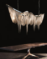 Postmodern Rectangular Tassel Chandelier Luxury LED Ceiling Light for Dining Room and Living Area
