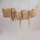 Postmodern Rectangular Tassel Chandelier Luxury LED Ceiling Light for Dining Room and Living Area