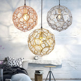 Postmodern Stainless Steel Globe Chandelier Geometric Spherical Hanging Light for Home