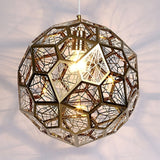 Postmodern Stainless Steel Globe Chandelier Geometric Spherical Hanging Light for Home