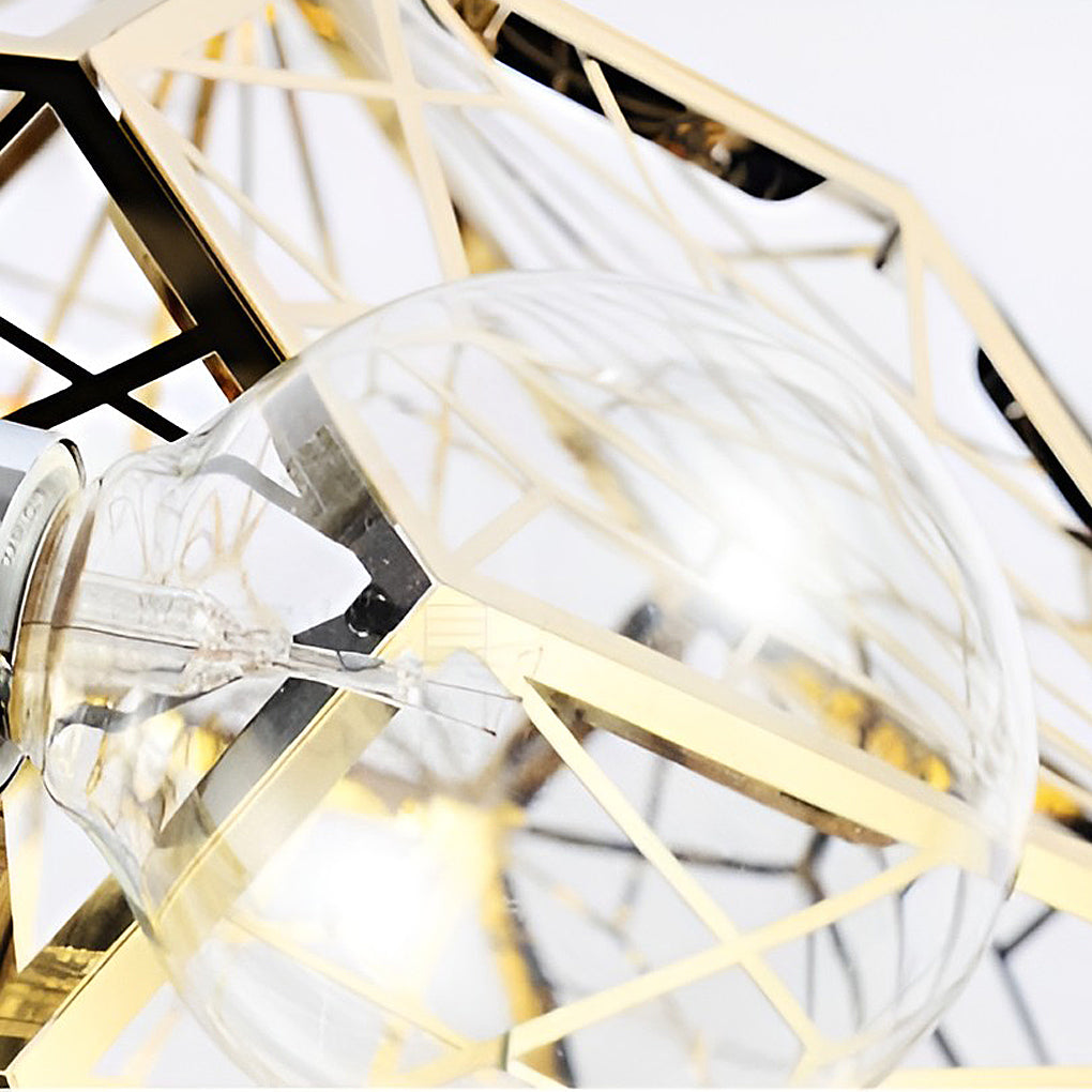 Postmodern Stainless Steel Globe Chandelier Geometric Spherical Hanging Light for Home