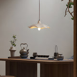 Pottery Yellow Cement Wave Pendant Light Japanese Wabi Sabi Style Industrial Ceiling Lamp