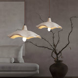 Pottery Yellow Cement Wave Pendant Light Japanese Wabi Sabi Style Industrial Ceiling Lamp
