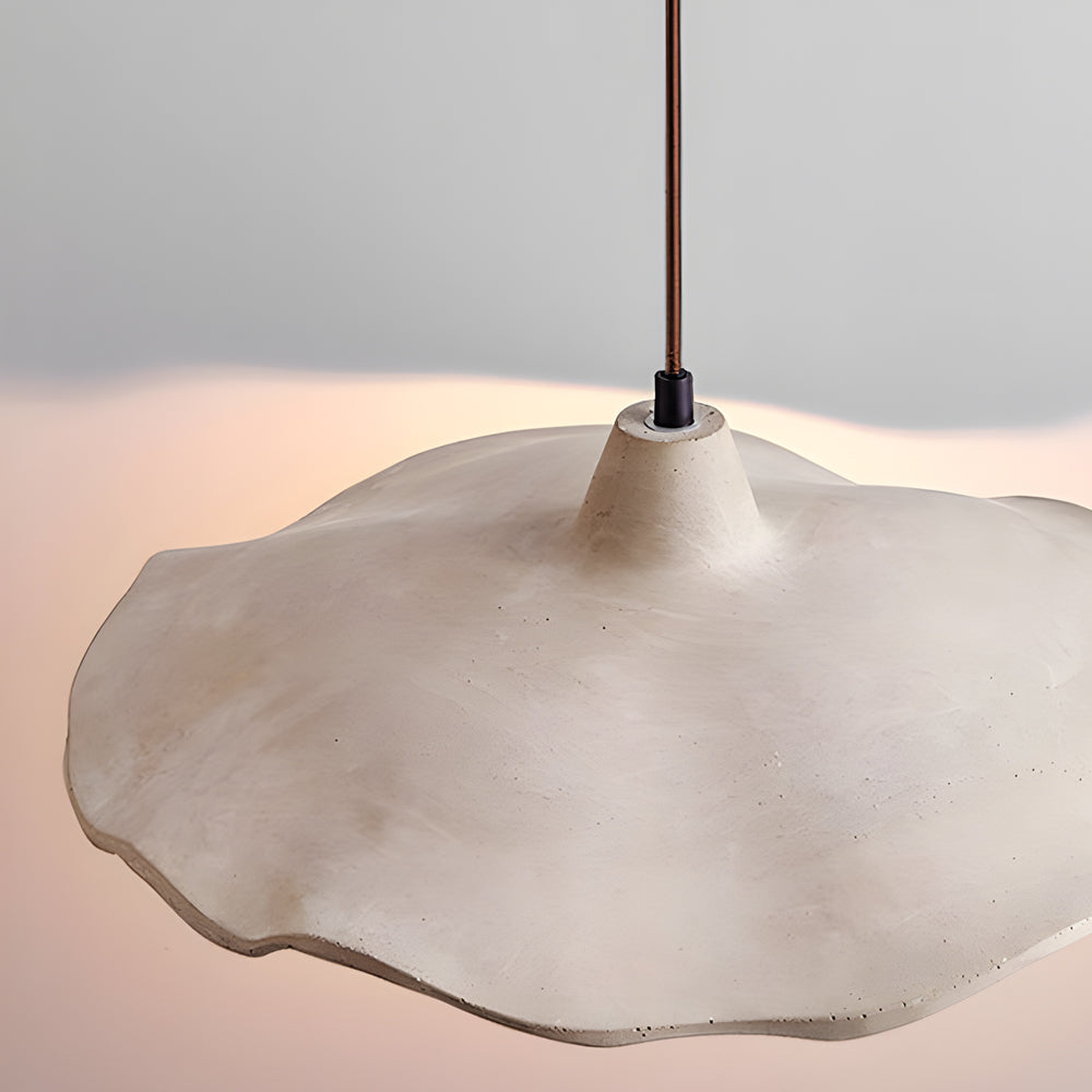 Pottery Yellow Cement Wave Pendant Light Japanese Wabi Sabi Style Industrial Ceiling Lamp