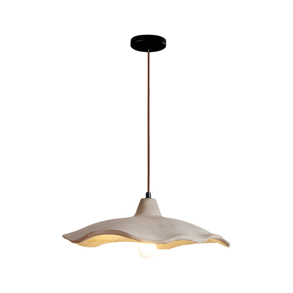 Pottery Yellow Cement Wave Pendant Light Japanese Wabi Sabi Style Industrial Ceiling Lamp