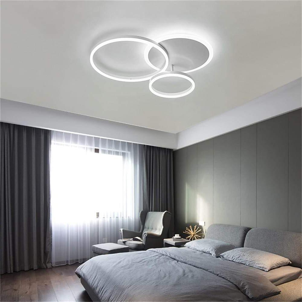 Modern 3 Layer Circle LED Flush Mount Ceiling Light Dimmable 26 Inch White Black Brown