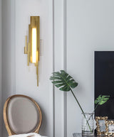 modern-brutalist-gold-metal-sculpted-wall-sconce-integrated-led-vertical-light-fixture