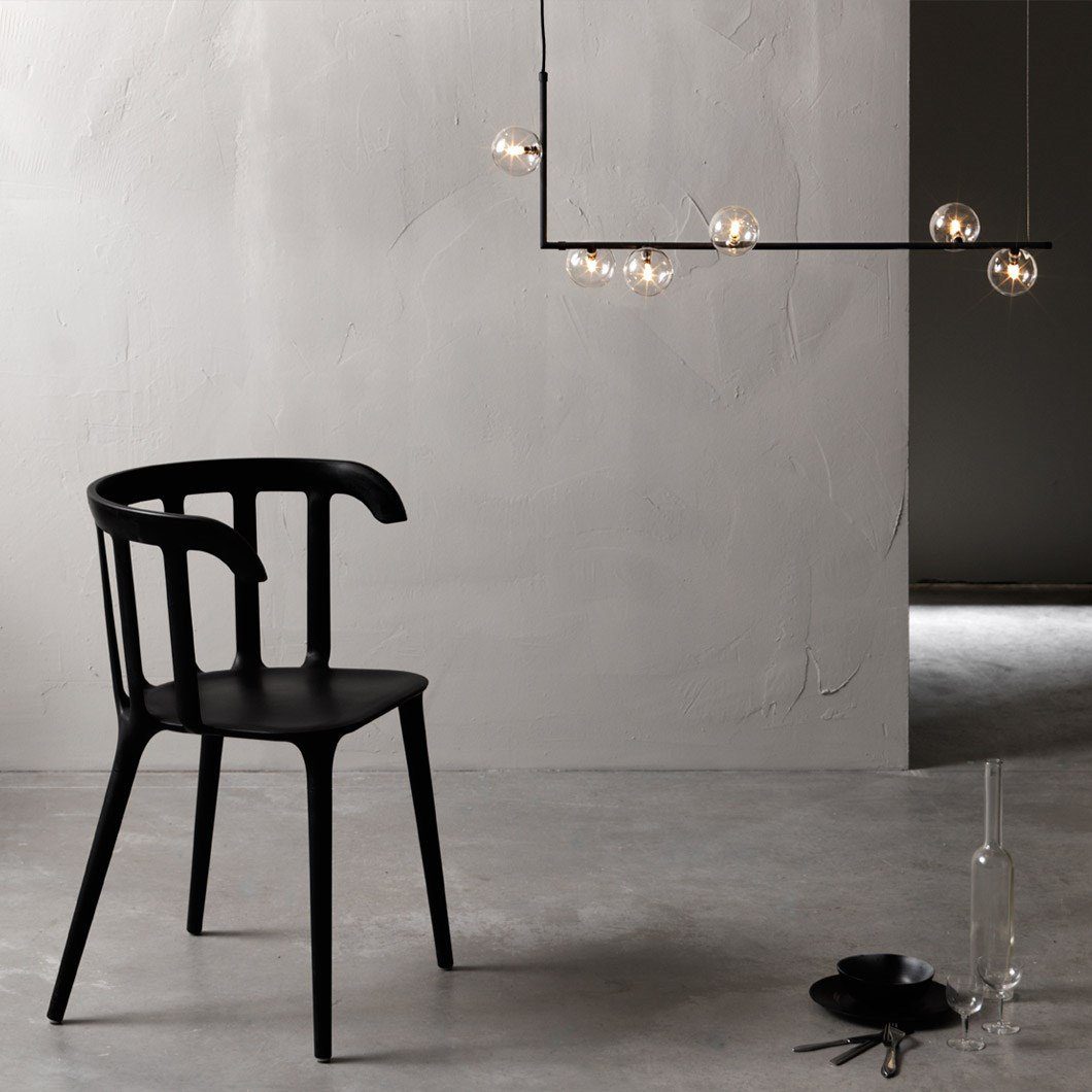 modern-linear-chandelier-with-clear-glass-globe-shades-for-geometric-dining-room-lighting