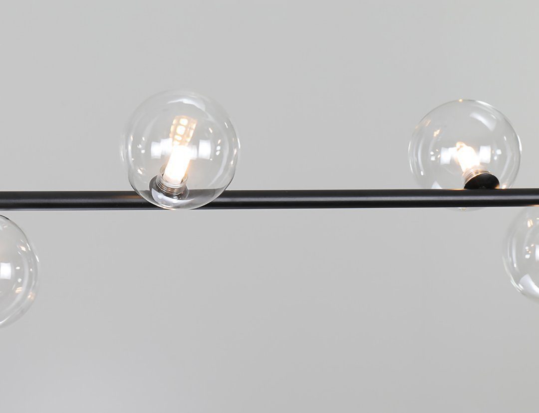 modern-linear-chandelier-with-clear-glass-globe-shades-for-geometric-dining-room-lighting