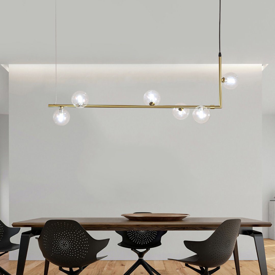 modern-linear-chandelier-with-clear-glass-globe-shades-for-geometric-dining-room-lighting