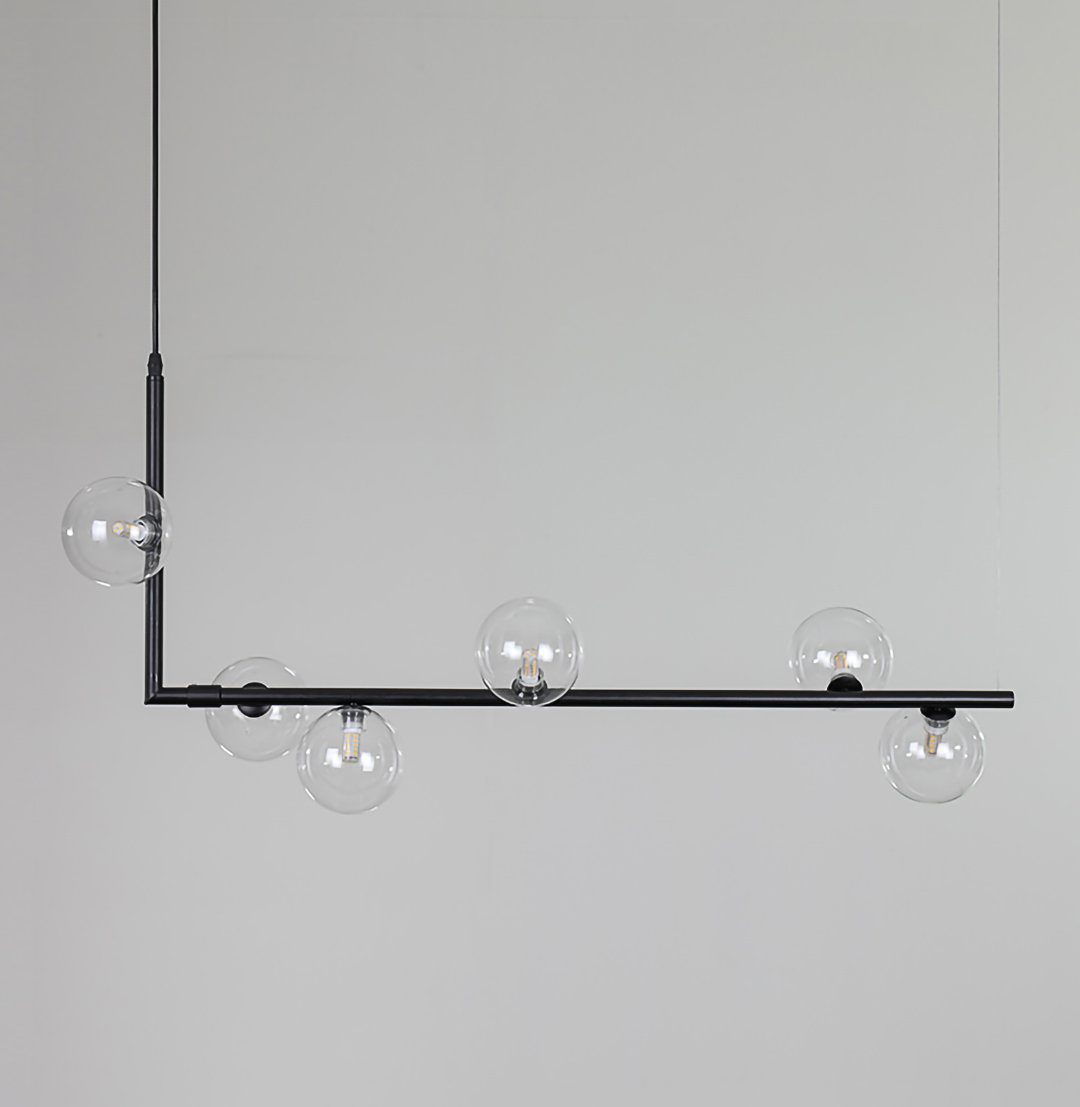 modern-linear-chandelier-with-clear-glass-globe-shades-for-geometric-dining-room-lighting