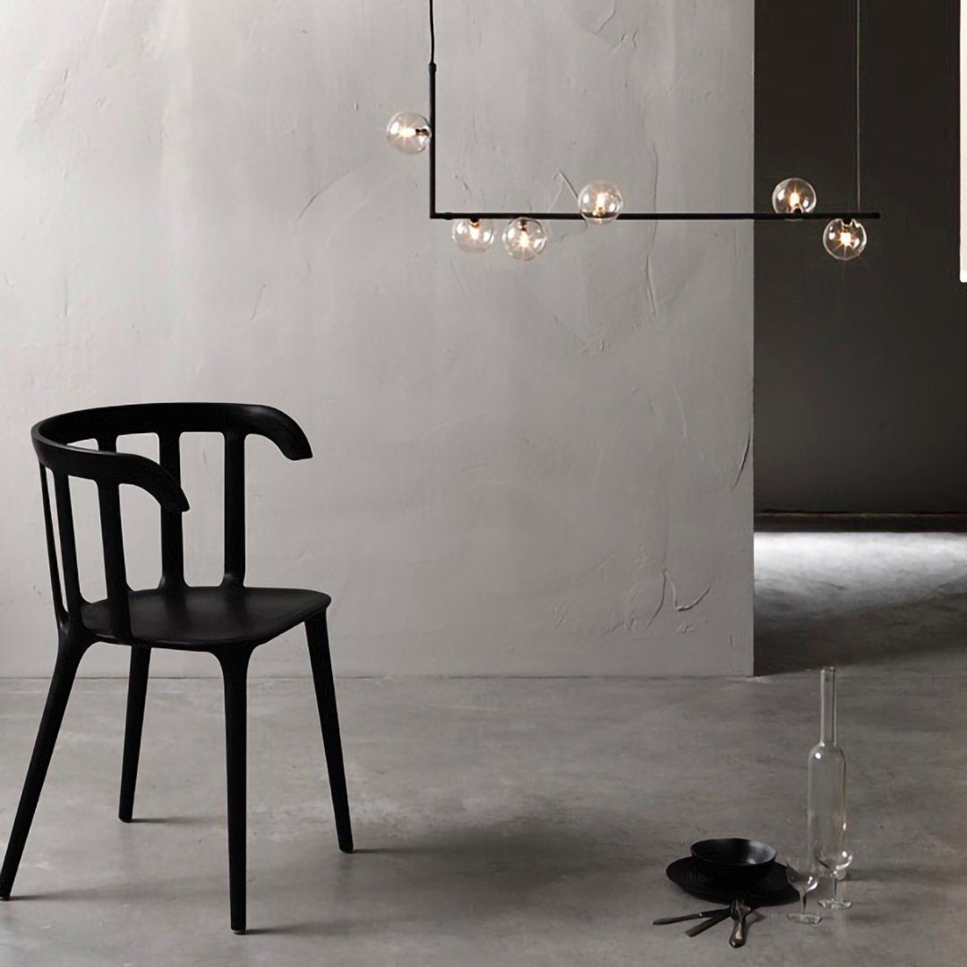 modern-linear-chandelier-with-clear-glass-globe-shades-for-geometric-dining-room-lighting