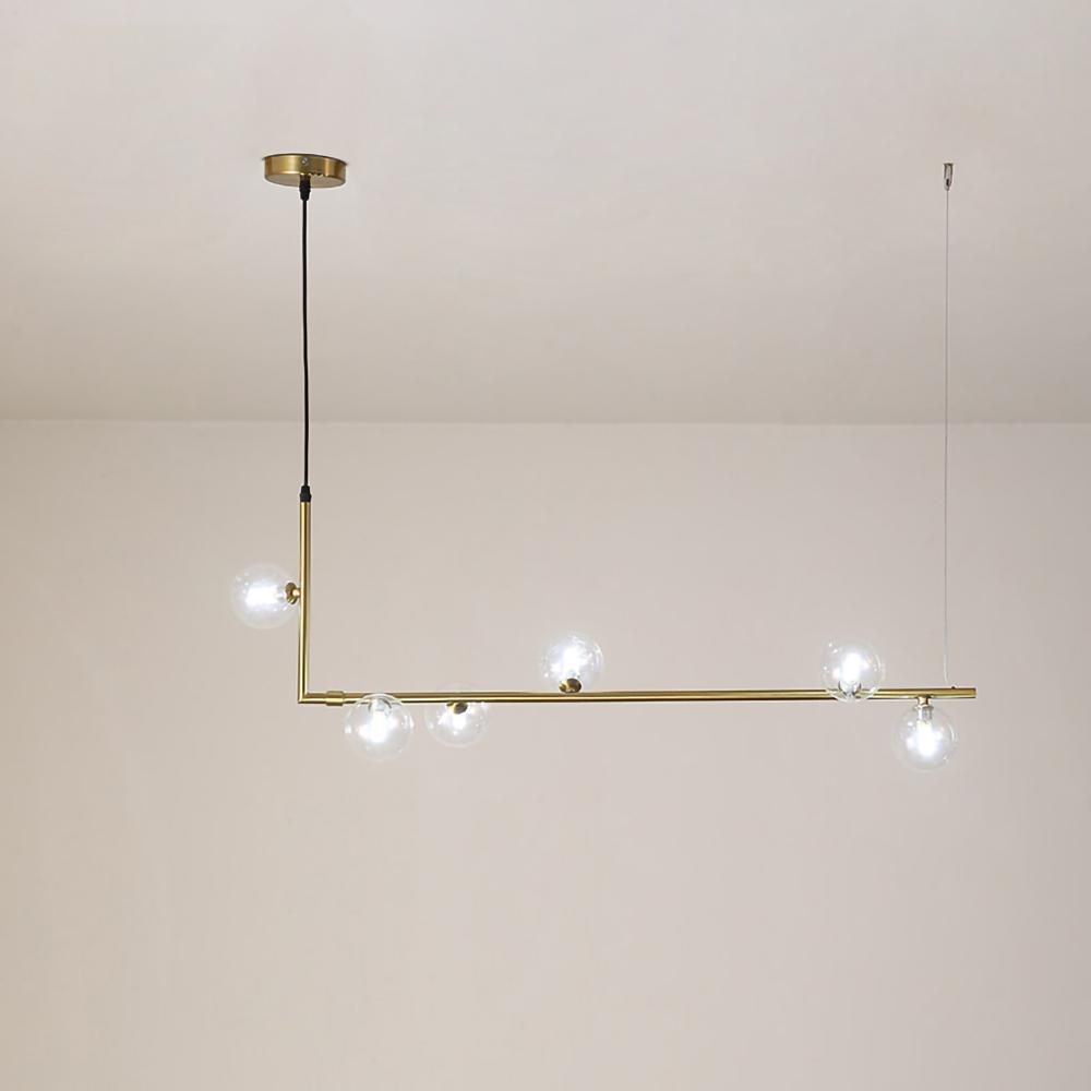 modern-linear-chandelier-with-clear-glass-globe-shades-for-geometric-dining-room-lighting