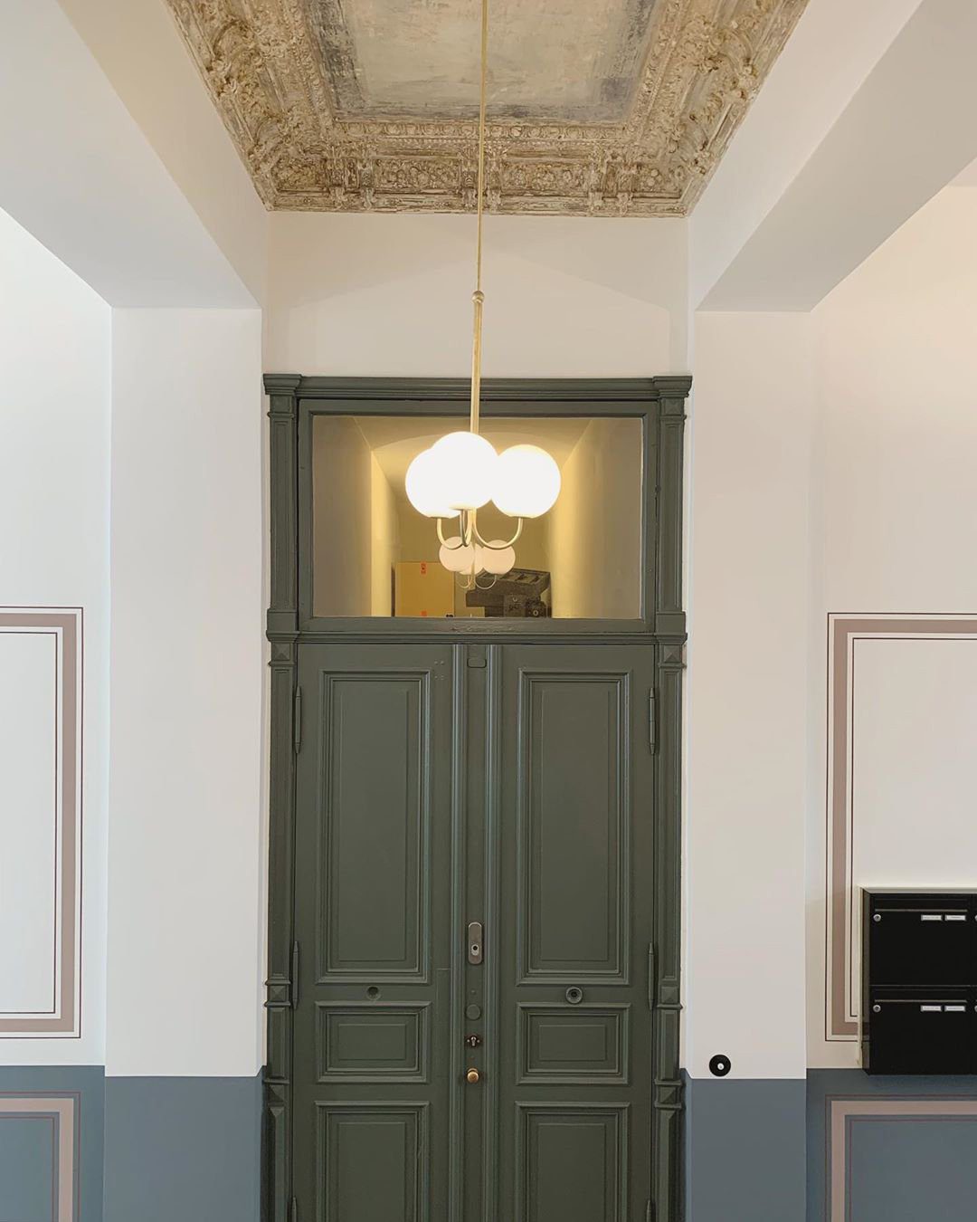 mid-century-modern-triple-angle-brass-pendant-lamp-with-opal-glass-globe-shade