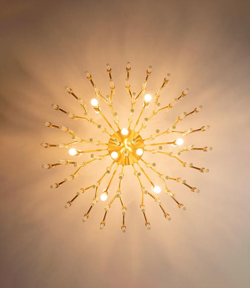 modern-antique-brass-starburst-chandelier-with-clear-crystal-glass-rods