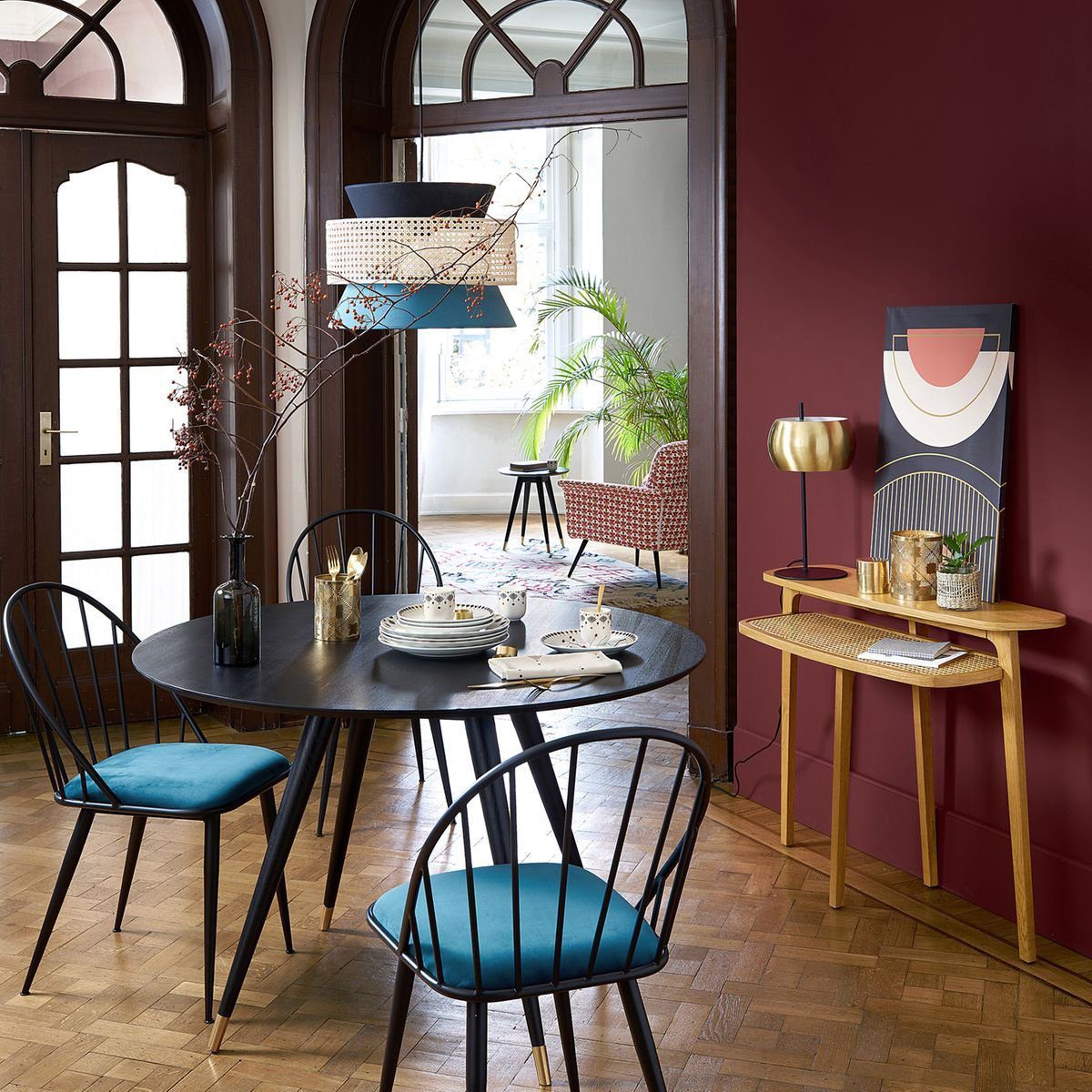 woven-rattan-cane-and-linen-pendant-light-vintage-style-suspended-ceiling-fixture