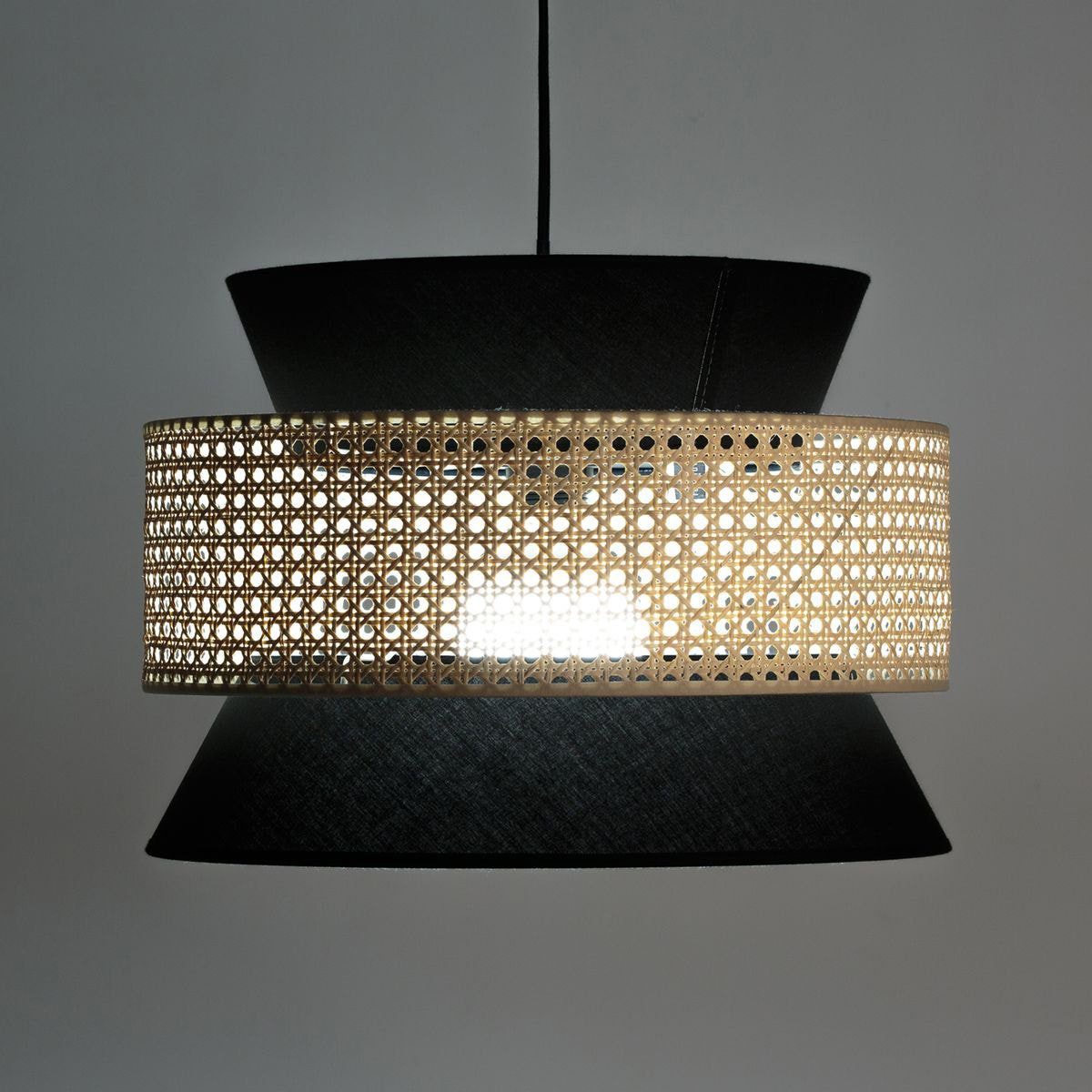 woven-rattan-cane-and-linen-pendant-light-vintage-style-suspended-ceiling-fixture