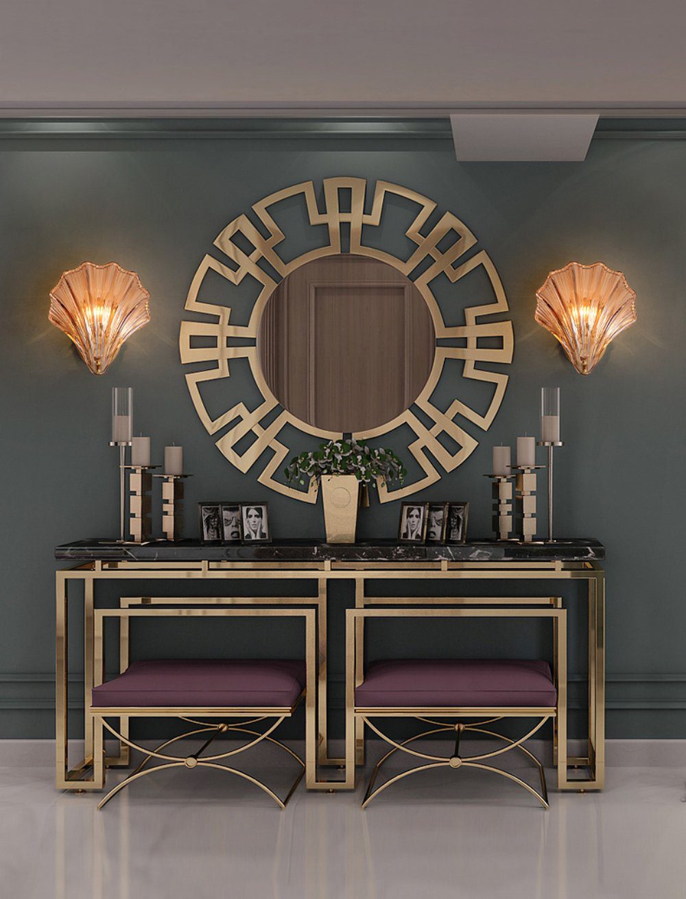 elegant-shell-shaped-brass-and-amber-glass-wall-lamp-for-modern-home-decor