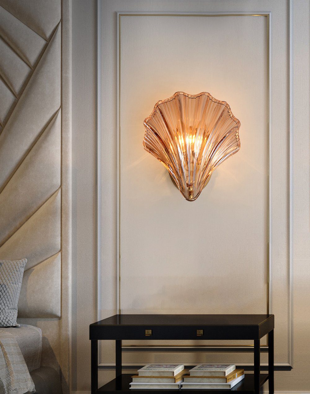 elegant-shell-shaped-brass-and-amber-glass-wall-lamp-for-modern-home-decor