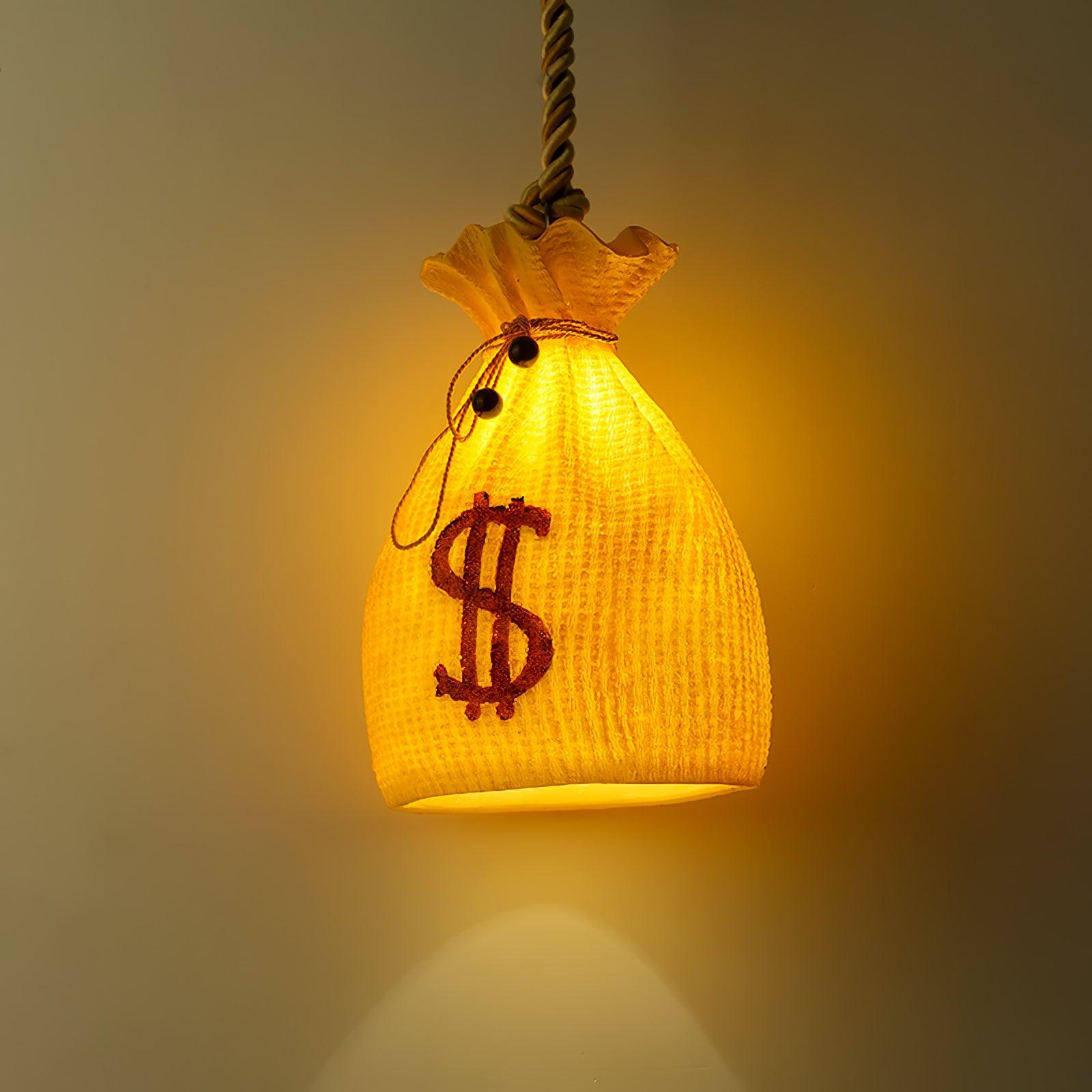 Prosperity Pouch Resin Pendant Light Lucky Money Bag Hanging Lamp for Interior Decor