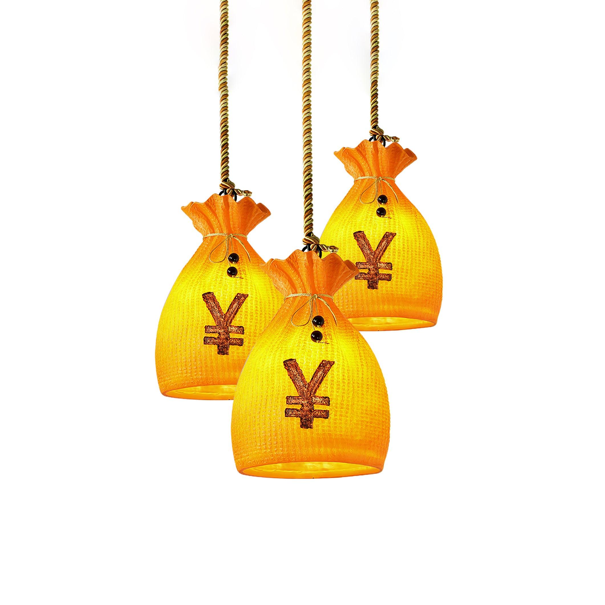 Prosperity Pouch Resin Pendant Light Lucky Money Bag Hanging Lamp for Interior Decor