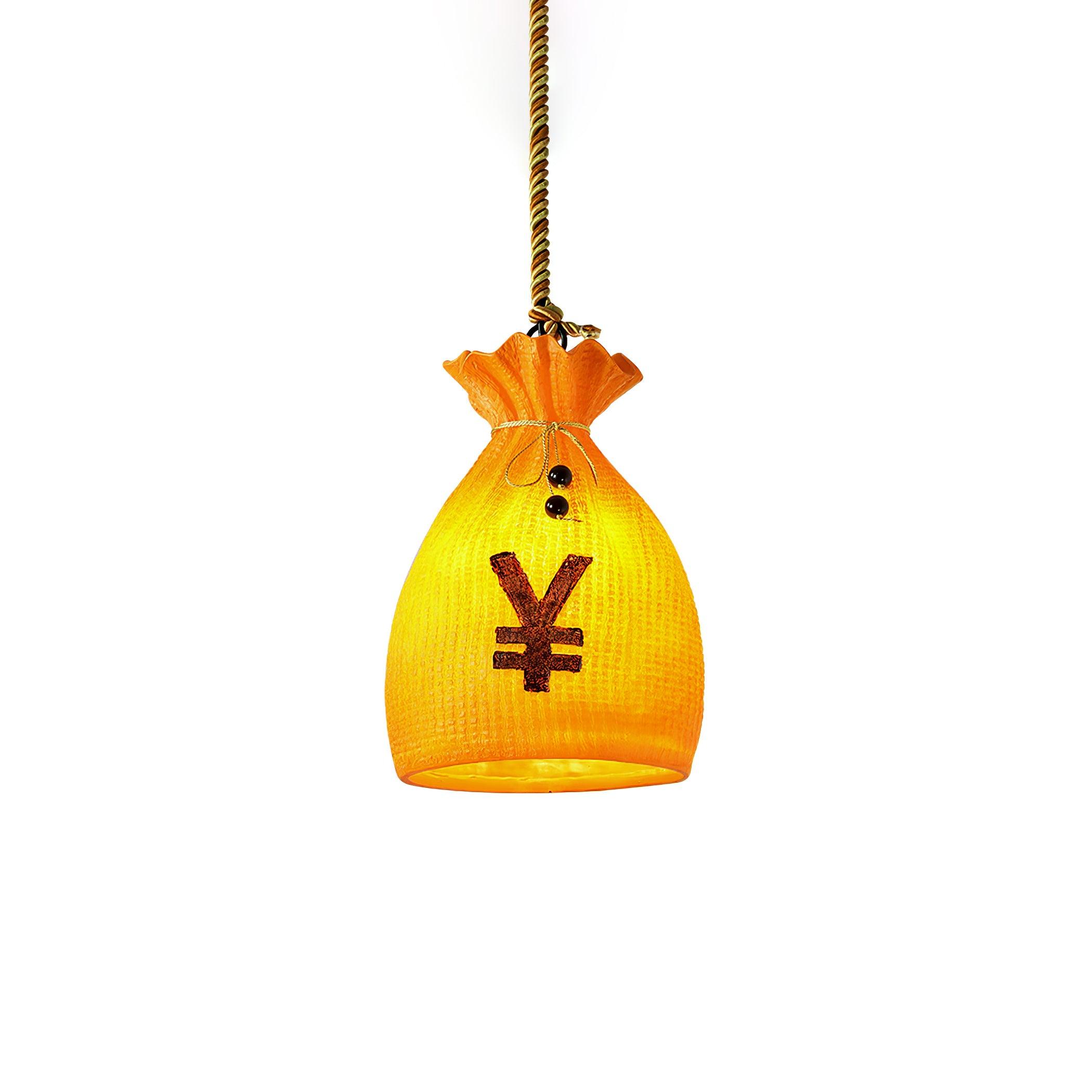 Prosperity Pouch Resin Pendant Light Lucky Money Bag Hanging Lamp for Interior Decor
