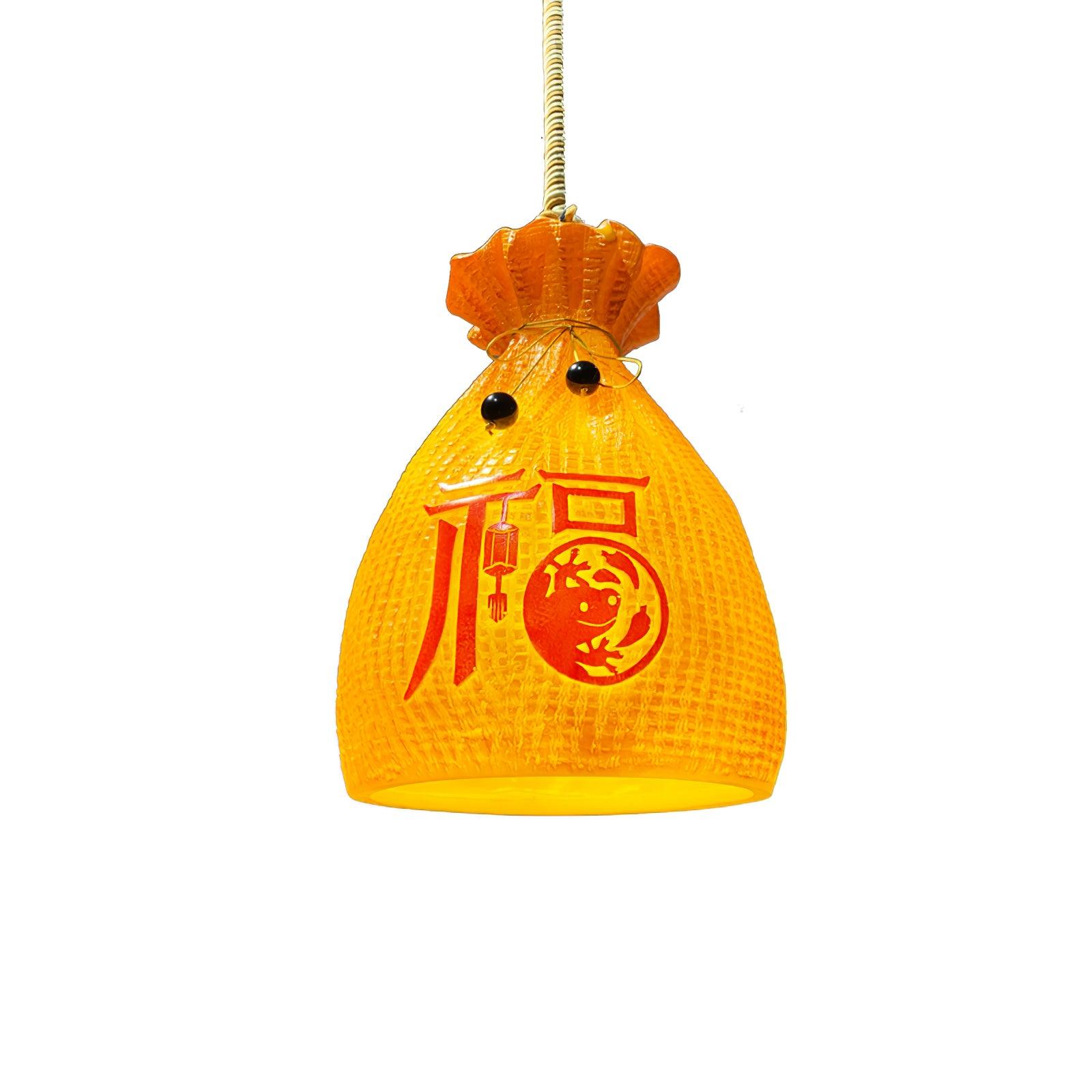 Prosperity Pouch Resin Pendant Light Lucky Money Bag Hanging Lamp for Interior Decor